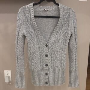 GAP Gray Cable Knit Women's Wool/Cotton/Poly Blend Cardigan Sz XS